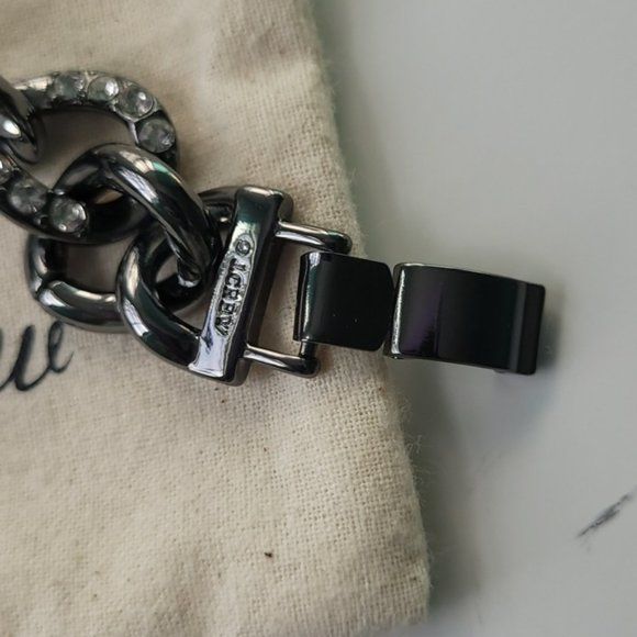 JCREW Pave on Black Metal Necklace NWT & Matching Bracelet NWOT - Picture 6 of 10